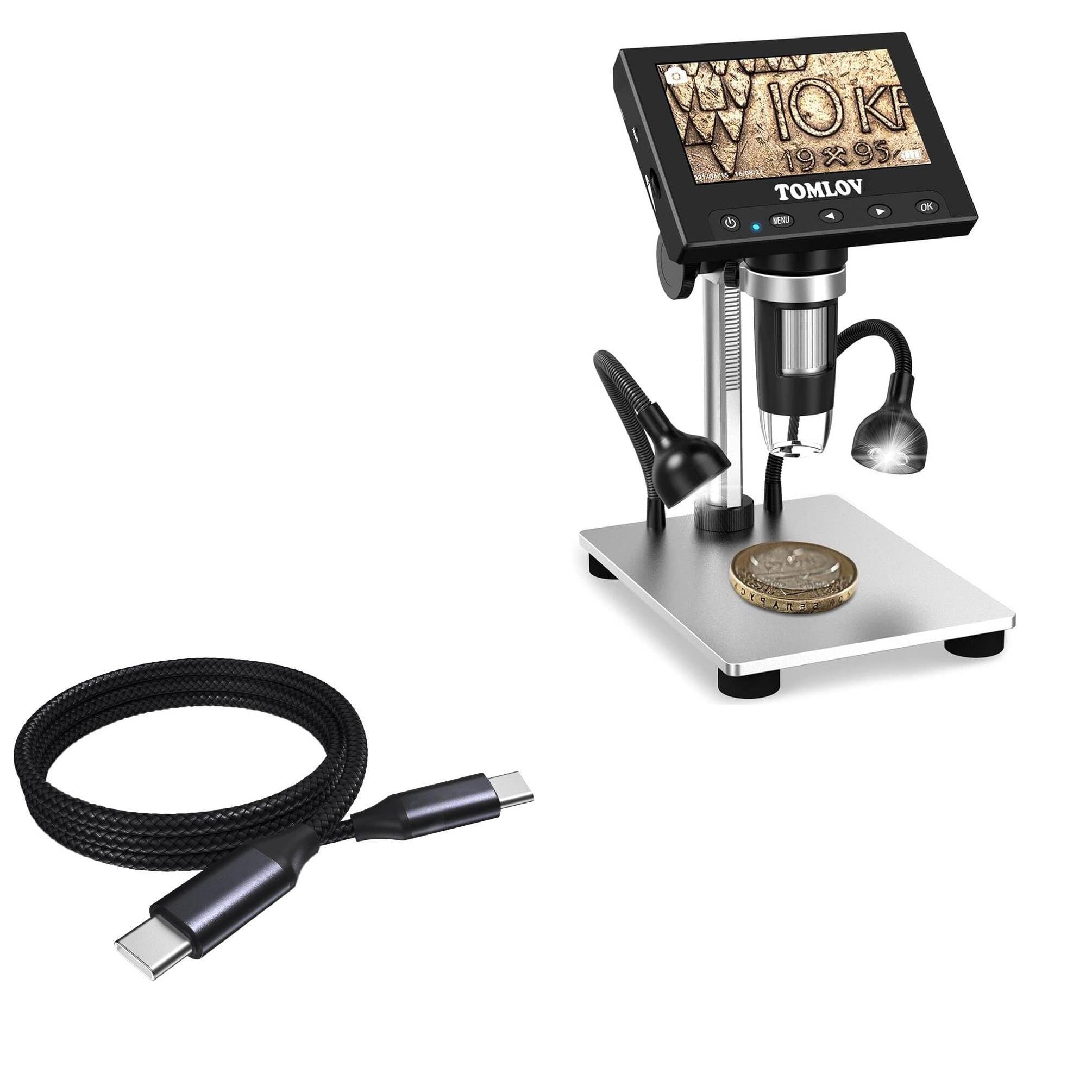 BoxWave Cable Compatible with TOMLOV P10 - DirectSync PD Cable (3ft) - USB-C to USB-C (100W), Type C Braided Charge and Fast Sync - Jet Black