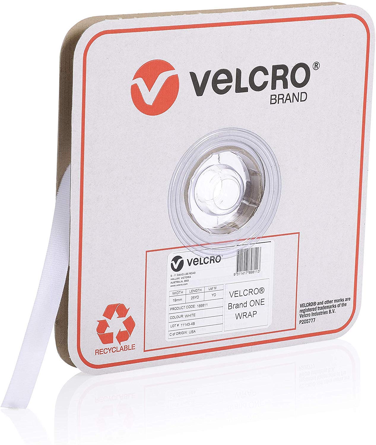 Velcro Brand, 189811, Self Gripping Strap, W 3/4 Inx25 Yd, White