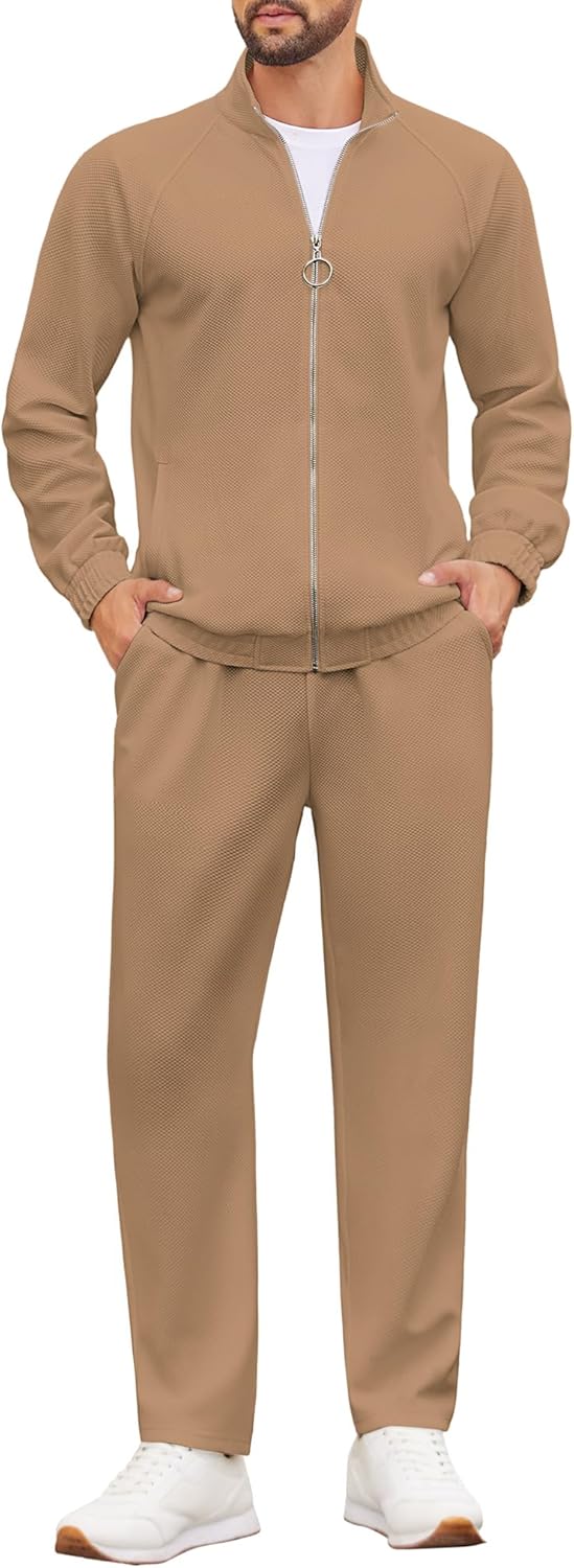 COOFANDY Mens 2 Piece Tracksuit Casual Sweatsuits Full Zip Track Suits Jogging Athletic Suit Sets