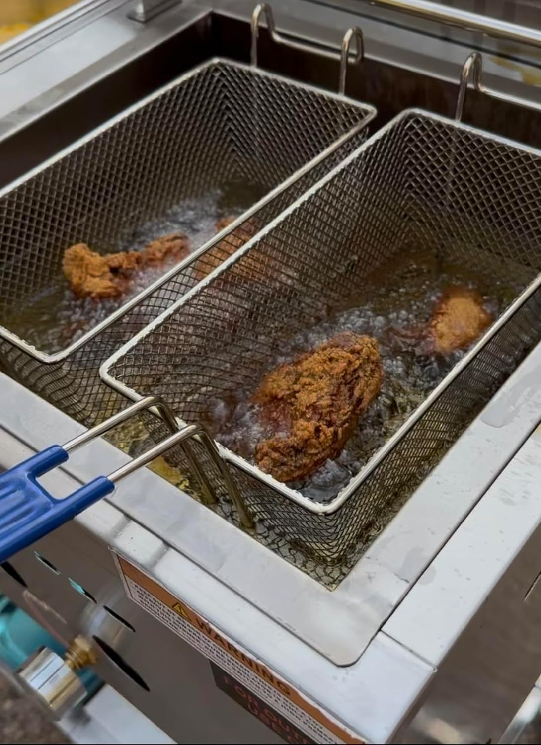 Deep Fryer Cart with 30 lb 3 Gallon Single Tank | Stainless Steel | Portable 4 Wheel | 2 Fryer Baskets | 2 Pan Steam Table | Outdoor Propane Frying Cart for Chicken, Fish, & More | Commercial & Home