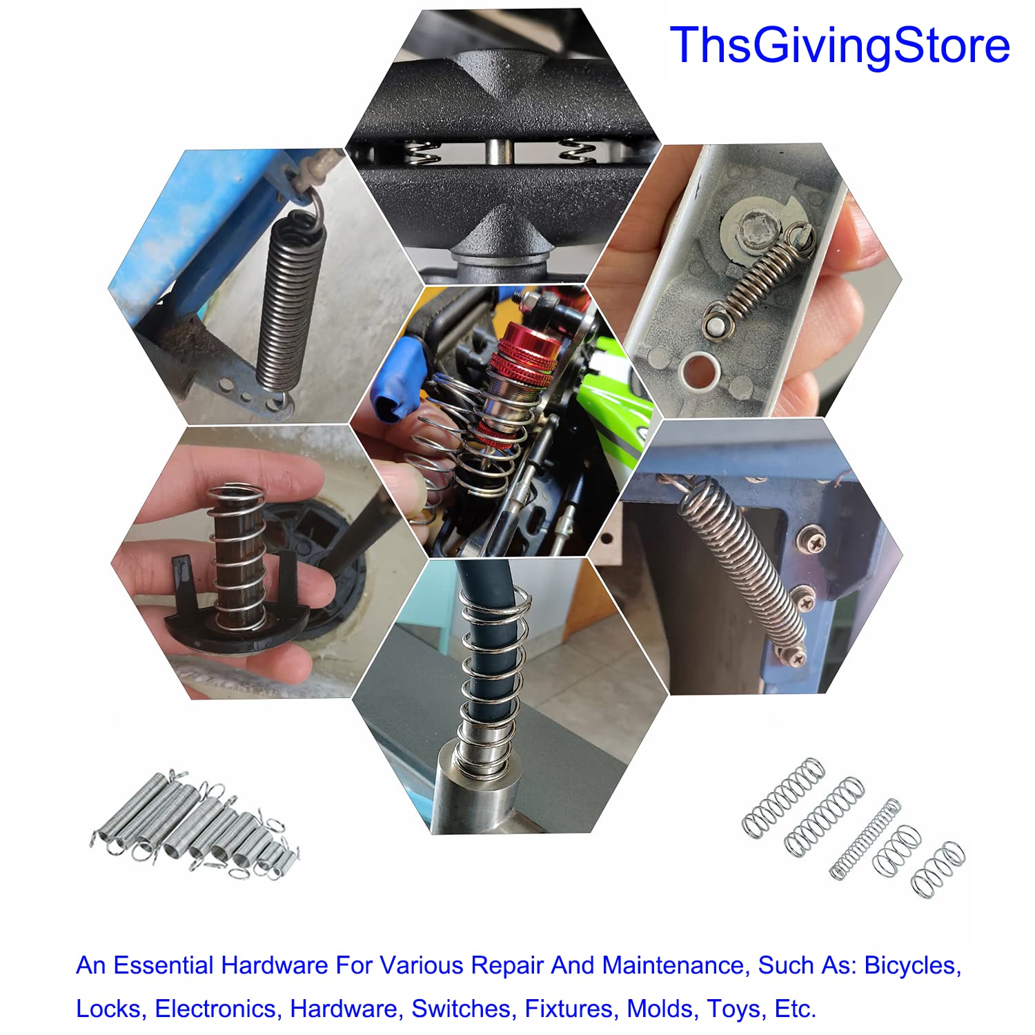 200PCS Compression Spring Extension Spring Assortment Kit, 20 Different Sizes Assorted Little Steel Spring for Shop and Home Repairs