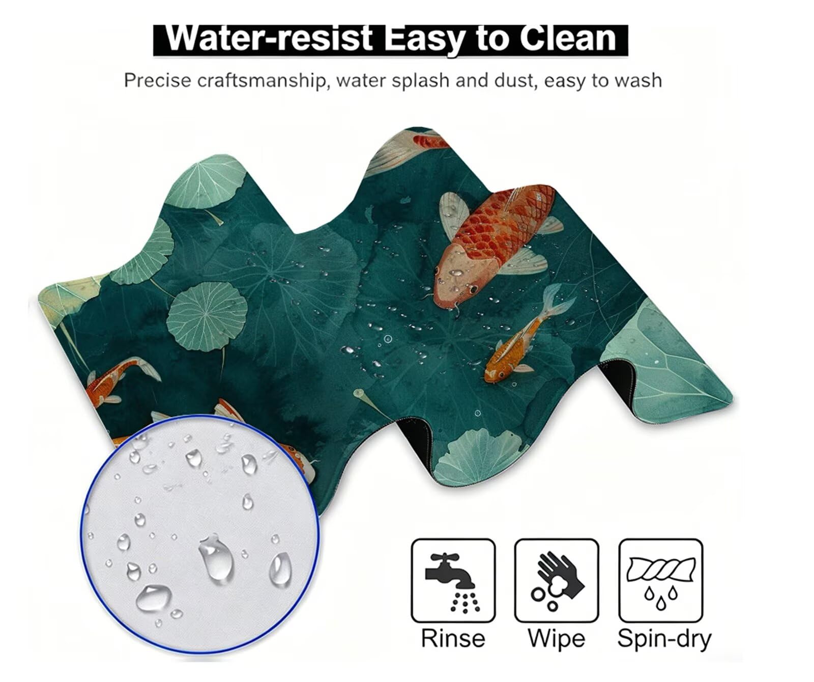 Pez Alfombrilla Ratón XXL 150x80 cm Mouse Pad Grande Gaming Hoja De Loto Alfombrilla Escritorio Antideslizante, Protector de Mesa para Ordenador y Teclado, Alfombrilla Gamer con Bordes Cosidos W6-417