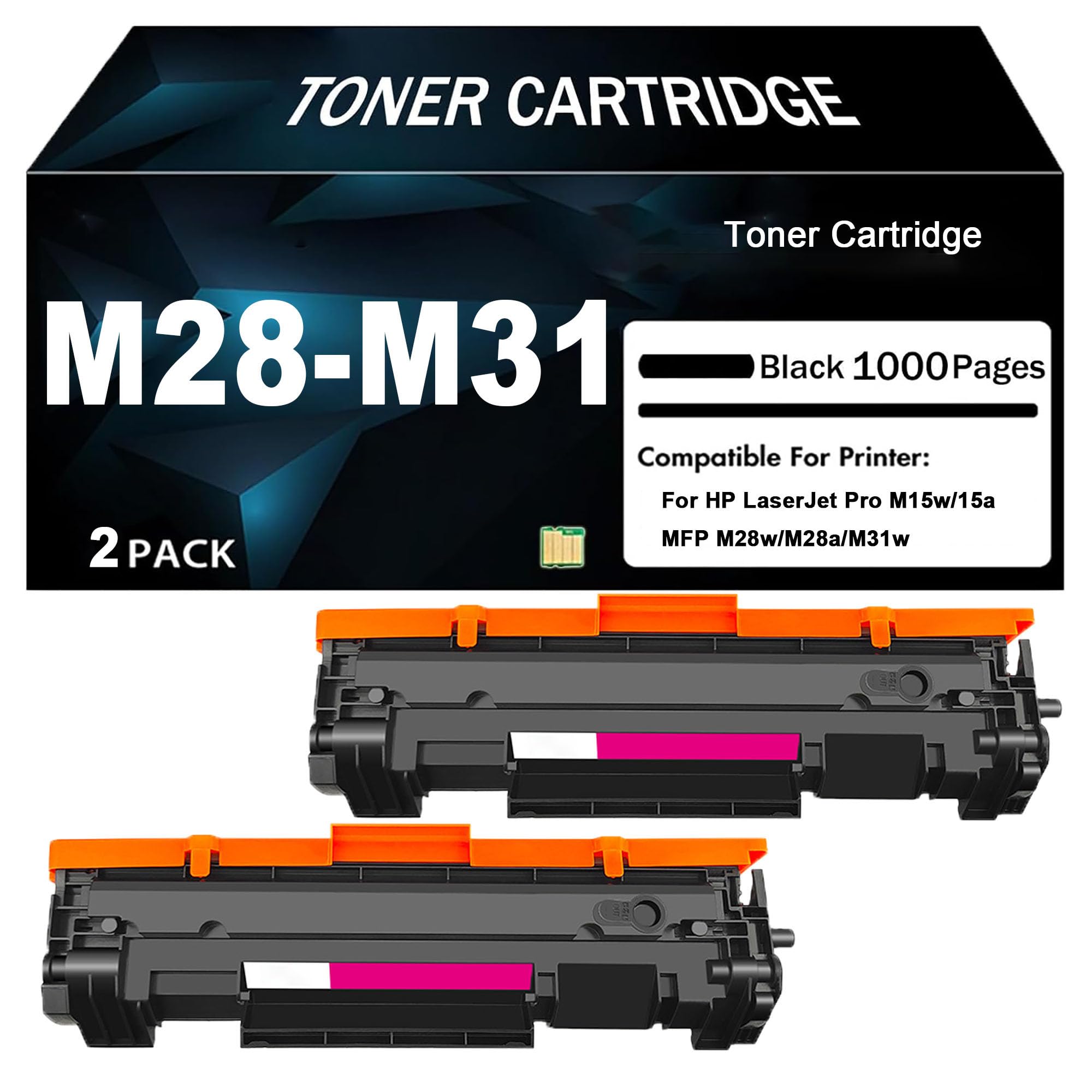 Cartuccia Toner ad alta Capacità M28-M31 Compatibile con stampanti per HP LaserJet Pro M15w/15a/MFP M28w/M28a/M31w, con chip, per una stampa ad alta definizione,Black-2pcs