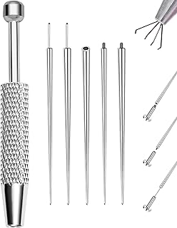 OUFER Piercing Ball Grabber, 16G 18G Flat Back Earrings Piercing Guide needle Tool, Surgical Steel Internally Threaded Push Pin External Thread Assistant Body Piercing Kit for Ear Nose Lip Tool