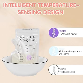 100 PCS Breast Milk Storage Bag 8oz/250ml with Pour Spout Breastfeeding | BPA & BPS Free Milk Storage Bags Temperature-Sensing Color Change Self Standing Pouches No-Leak for Refrigeration & Freezing