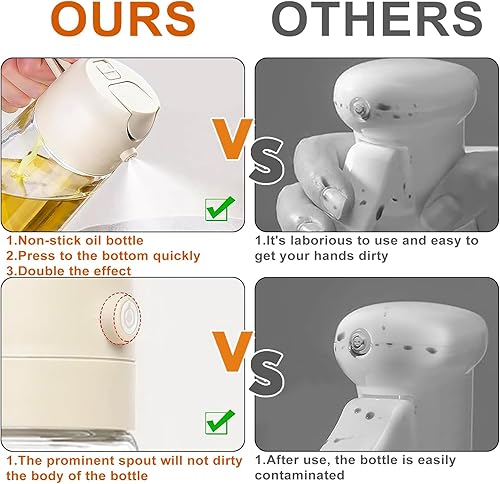 Miniatura 6 de Pulverizador de aceite para cocinar, dispensador de aceite de oliva, botella de aceite, botella dispensadora de aceite de oliva 2 en 1 para cocina,