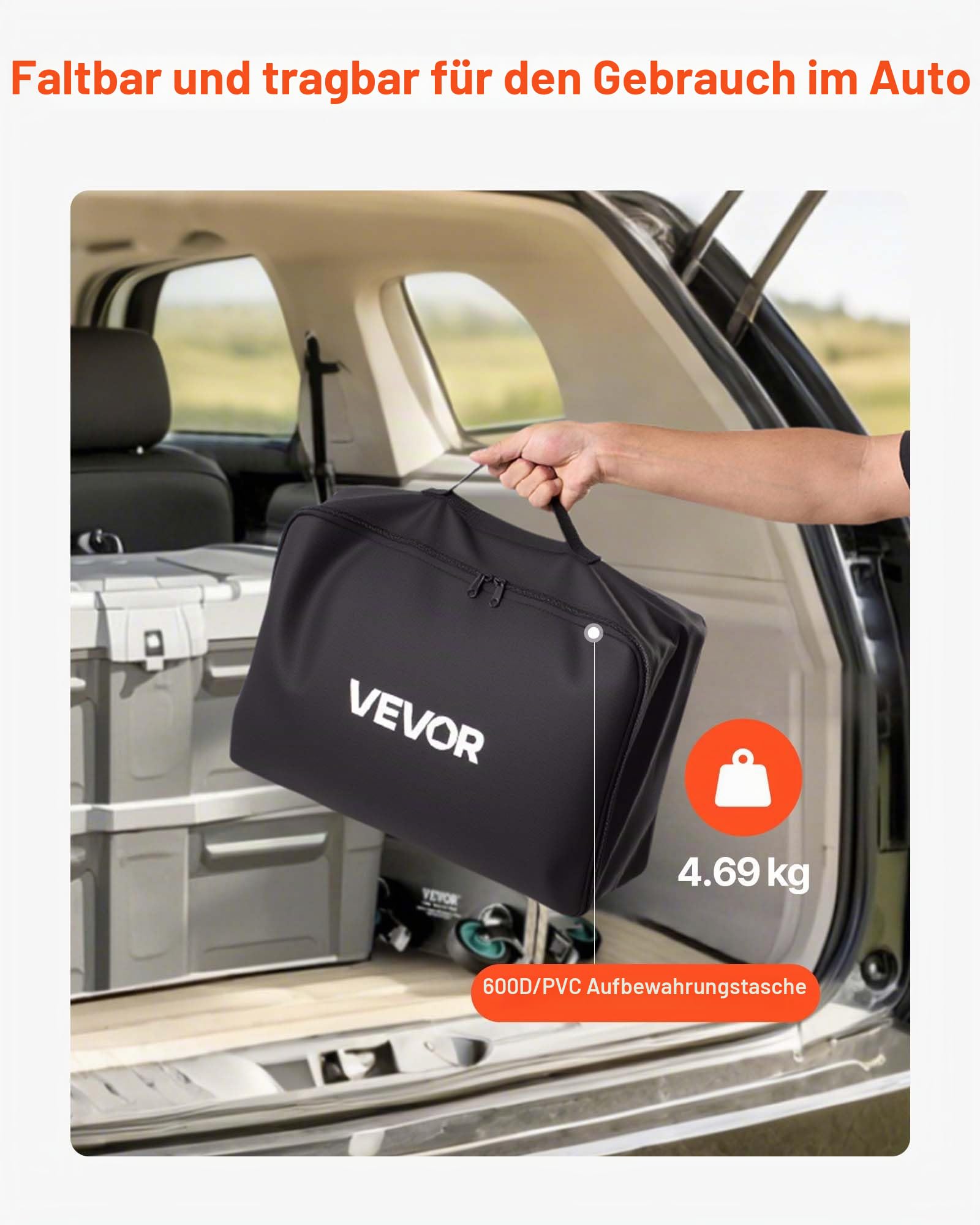VEVOR Gepäckträgertasche für Anhängerkupplung aus wasserdichtes 840D-PVC (0,71 m³), Gepäcktasche zur Aufbewahrung auf der Ladefläche von Lkws mit verstärkten Gurten für PKW SUVs Vans Schwarz