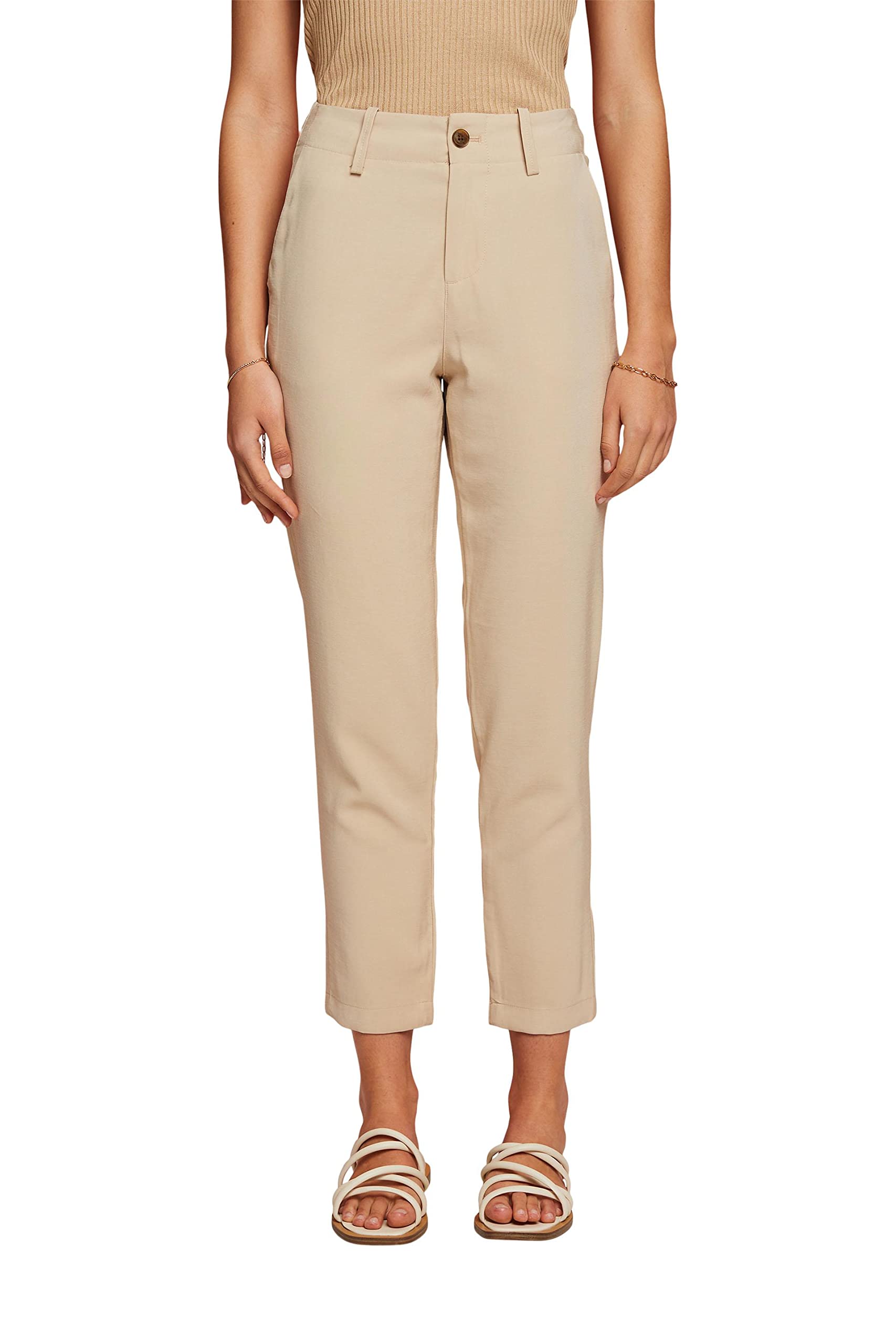 ESPRIT Women's 043EE1B330 Trousers, 285/Sand, 32/28, 285/Sand, 32W x 28L