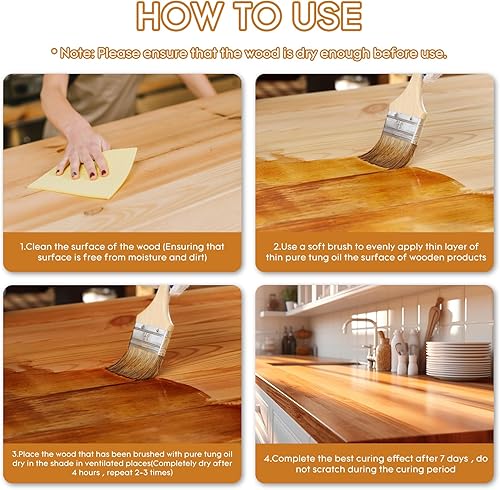 Miniatura 9 de Aceite Tung puro de 128 onzas para madera al aire libre e interior, sellador de grado alimenticio, acabado de aceite Tung de 1 galón, aceite de