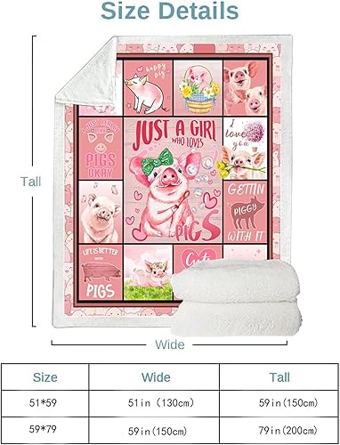 Miniatura 7 de Regalos de cerdo para mujeres y niños, manta de cerdo, manta de cerdo, manta suave y cálida para el hogar, sofá, cama, 50 x 60 pulgadas
