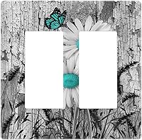 Vista 49 de Cubierta de Pared de Interruptor y Toma de Corriente de 1 Gang de Patrón Texturizado de Mármol Turquesa Oscuro Azul Gris Moderno Abstracto de Lujo