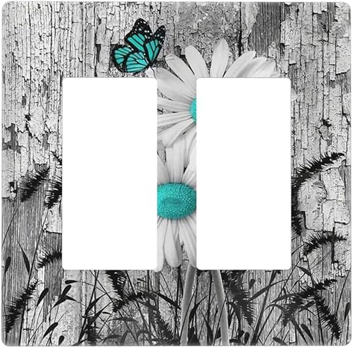 Miniatura 49 de Cubierta de Pared de Interruptor y Toma de Corriente de 1 Gang de Patrón Texturizado de Mármol Turquesa Oscuro Azul Gris Moderno Abstracto de Lujo