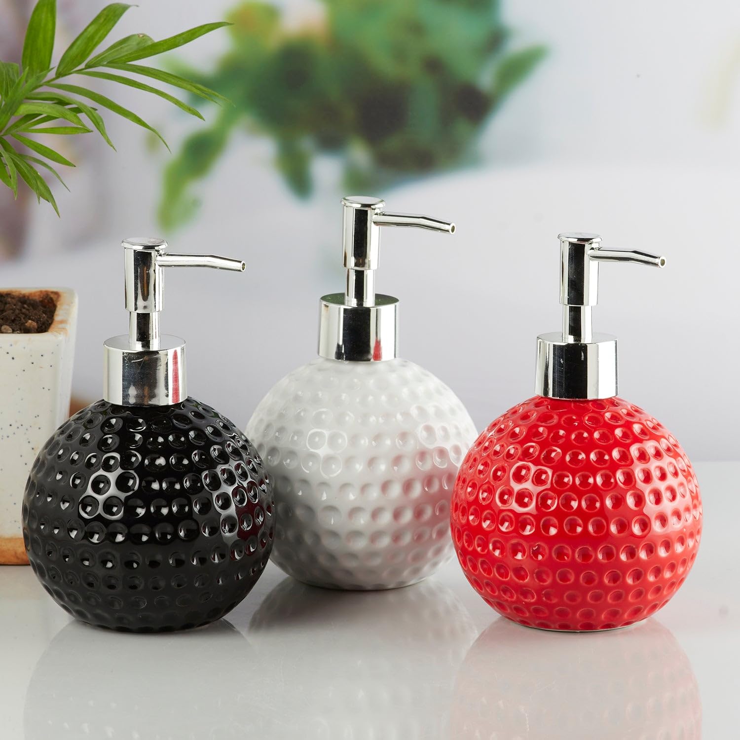 SaSaSa Ceramic Soap Dispenser for Bathroom handwash, refillable Pump Bottle for Kitchen Hand wash Basin, Set of 1, Grey (8051) 3