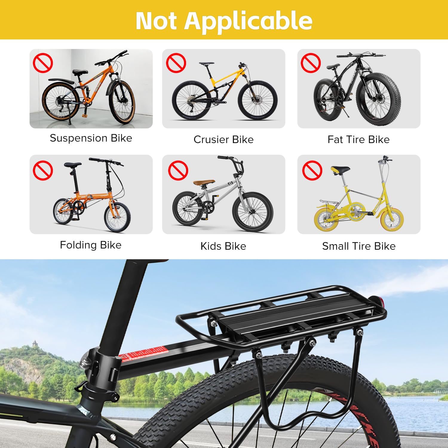 Small Rear Bike Rack Snapklik.com : Donext Bike Rack - 110 Lbs Rear Cargo Rack Universal For ...