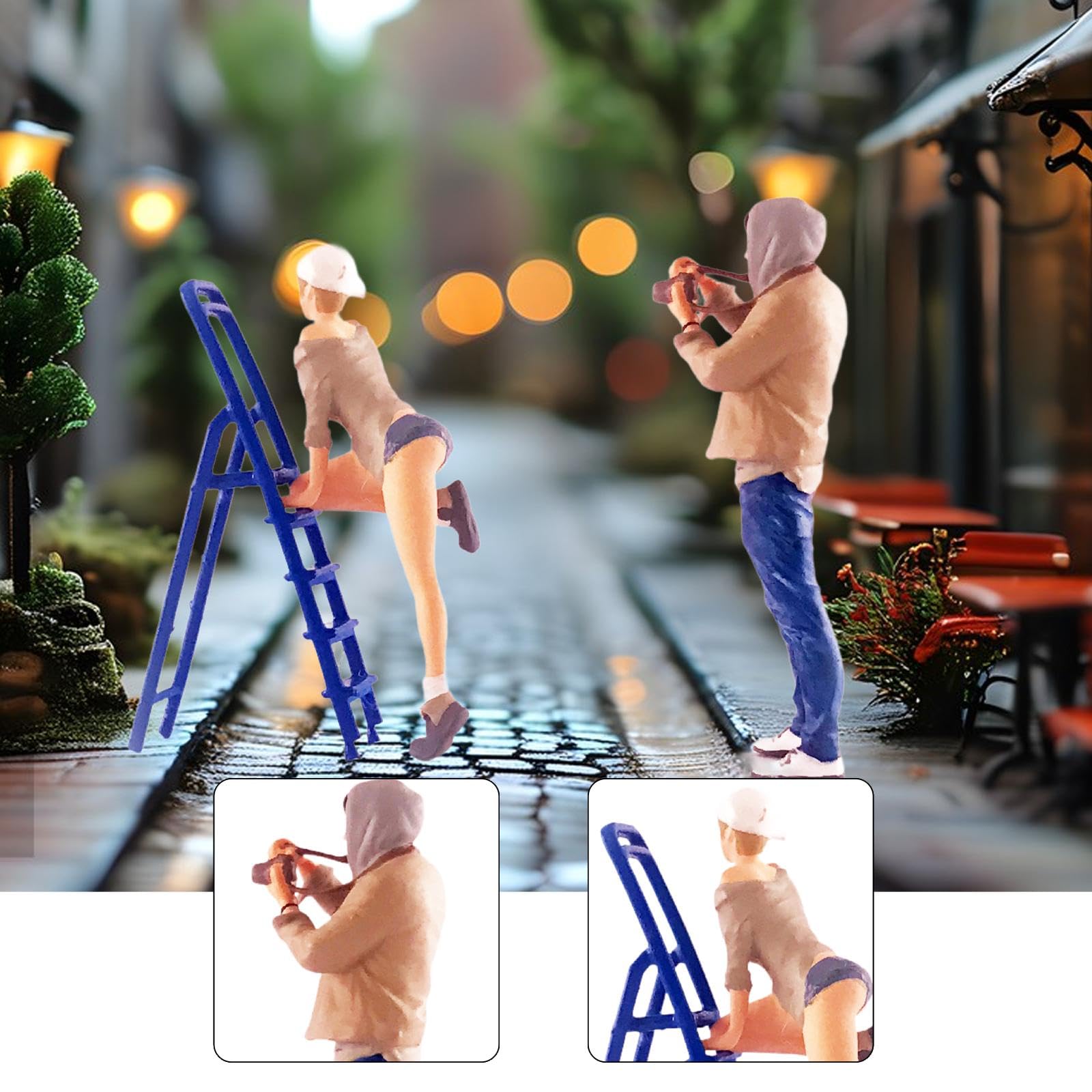 Miniature Scene Figure Set Persone Miniature Dipinte in Resina 1 64 Modelli Oggetti Collezionabili Accessori Diorama Scenico Adatti per Case delle, Cachi