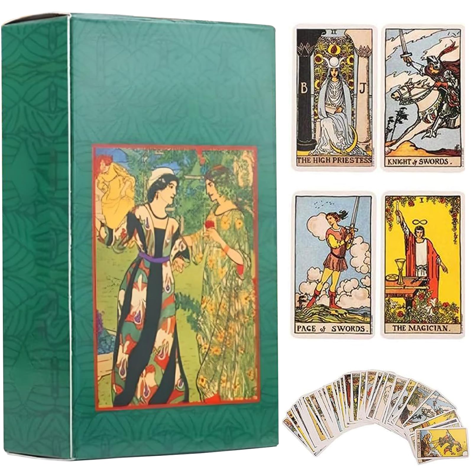 XLKJ Tarot Cards for Beginners, Vintage 78 Pcs Cards Tarot Cards Deck, Future Telling Game Card Set with Guide Book