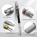 FourCandies Set de crayons mécaniques d'art - 2MM Crayons mécaniques avec 60PCS Graphite Recharges au plomb(HB, 2H, 2B, 4B, Couleur), effacements & Sharpener, Crayon de dessin pour l'écriture, le dessin, le croquis