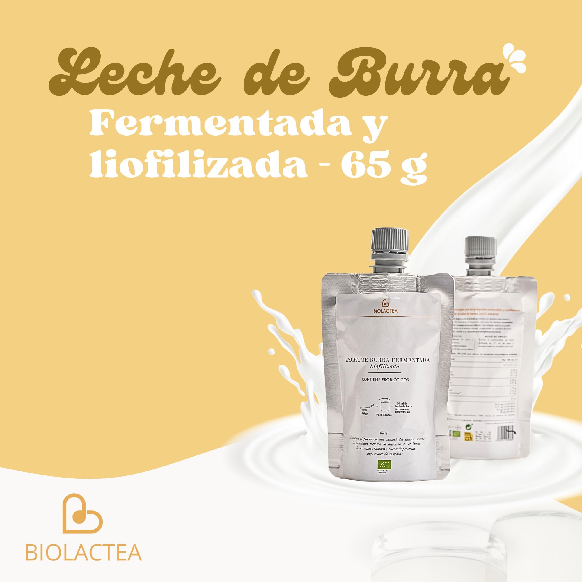 Leche de Burra en Polvo 65 gr Biolactea - Leche Fermentada Liofilizada Ecológica - Rica en Proteínas