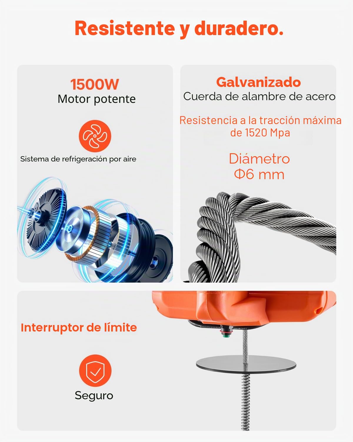 VEVOR Cabrestante eléctrico portátil de 1500 W, altura de elevación de 9,1 m, 4 m/min con mando a distancia inalámbrico y cable para garaje, fábrica, elevación, remolque