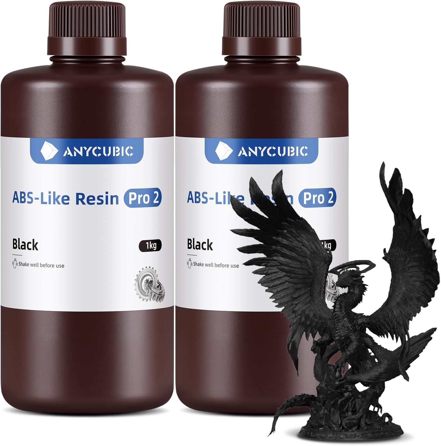 ANYCUBIC 3D Printer Resin, ABS-Like Resin Pro 2 with Enhanced Strength and Toughness, Performance far Superior to ABS-Like Resin, Low Odor, Wide Compatible for All Resin 3D Printers(Black, 2kg)