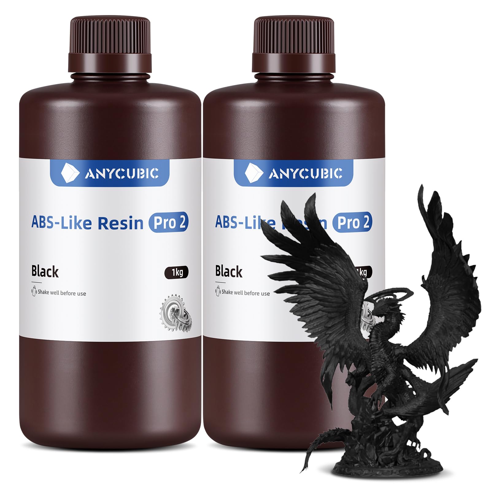 ANYCUBIC 3D Printer Resin, ABS-Like Resin Pro 2 with Enhanced Strength and Toughness, Performance far Superior to ABS-Like Resin, Low Odor, Wide Compatible for All Resin 3D Printers(Black, 2kg)