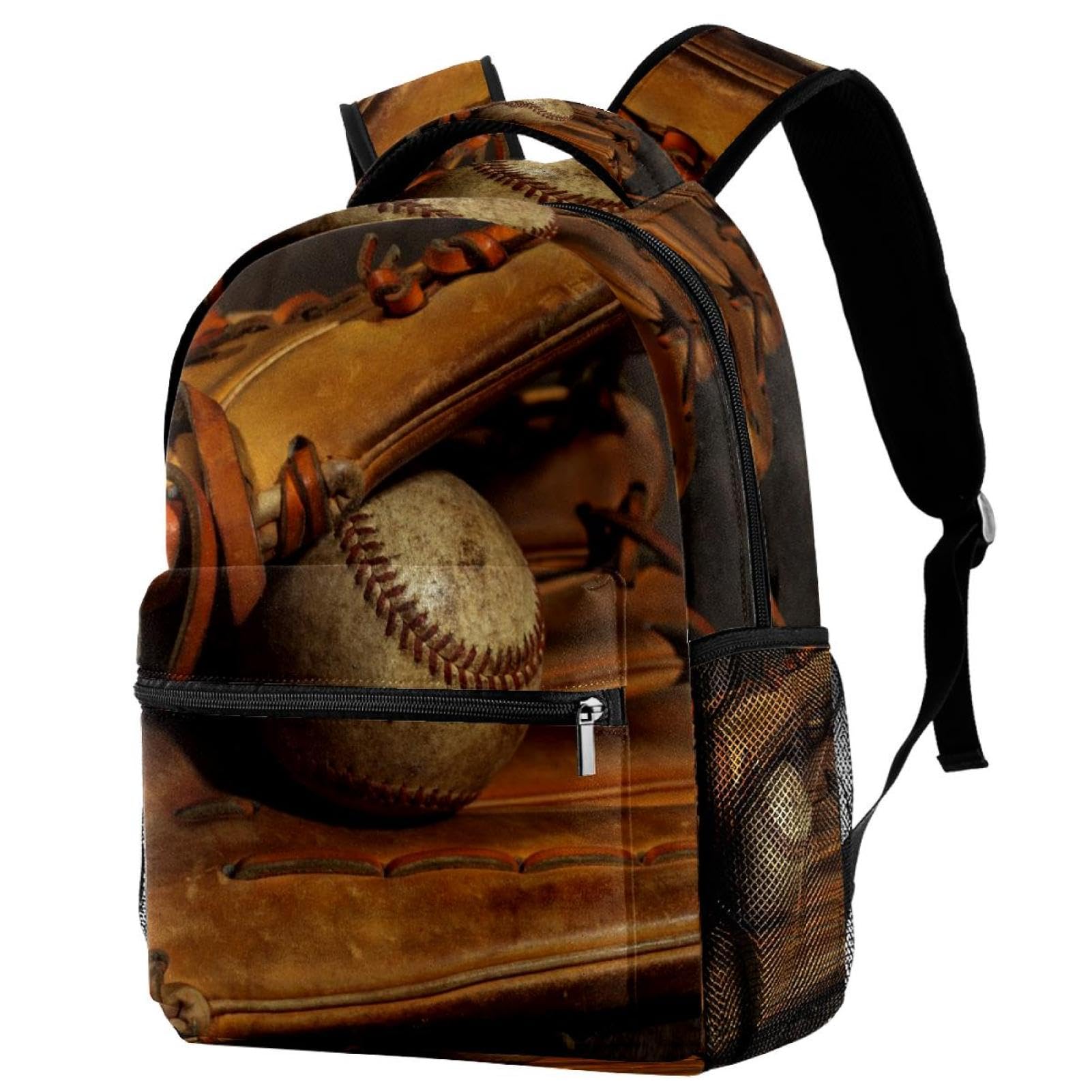 Sac à dos d'école imprimé baseball rétro multicolore grand format 29.4x20x40cm
