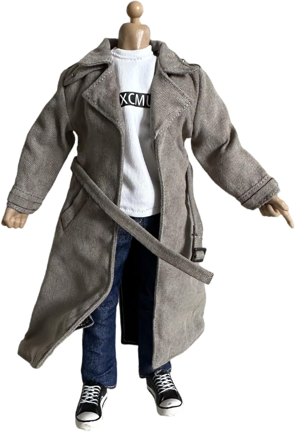 1/12 Action Figure Clothes,Long Windbreaker for 6 inch Male Action Figures,6 inch Miniature Clothes,Only 1:12 sacle Trench Coat. (Grey)