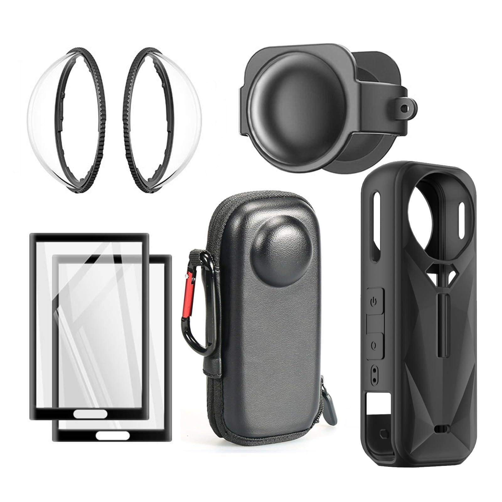 TEHAOUU Protective Kit for Insta360 X5 Case, Screen Protector, Silicone Cover