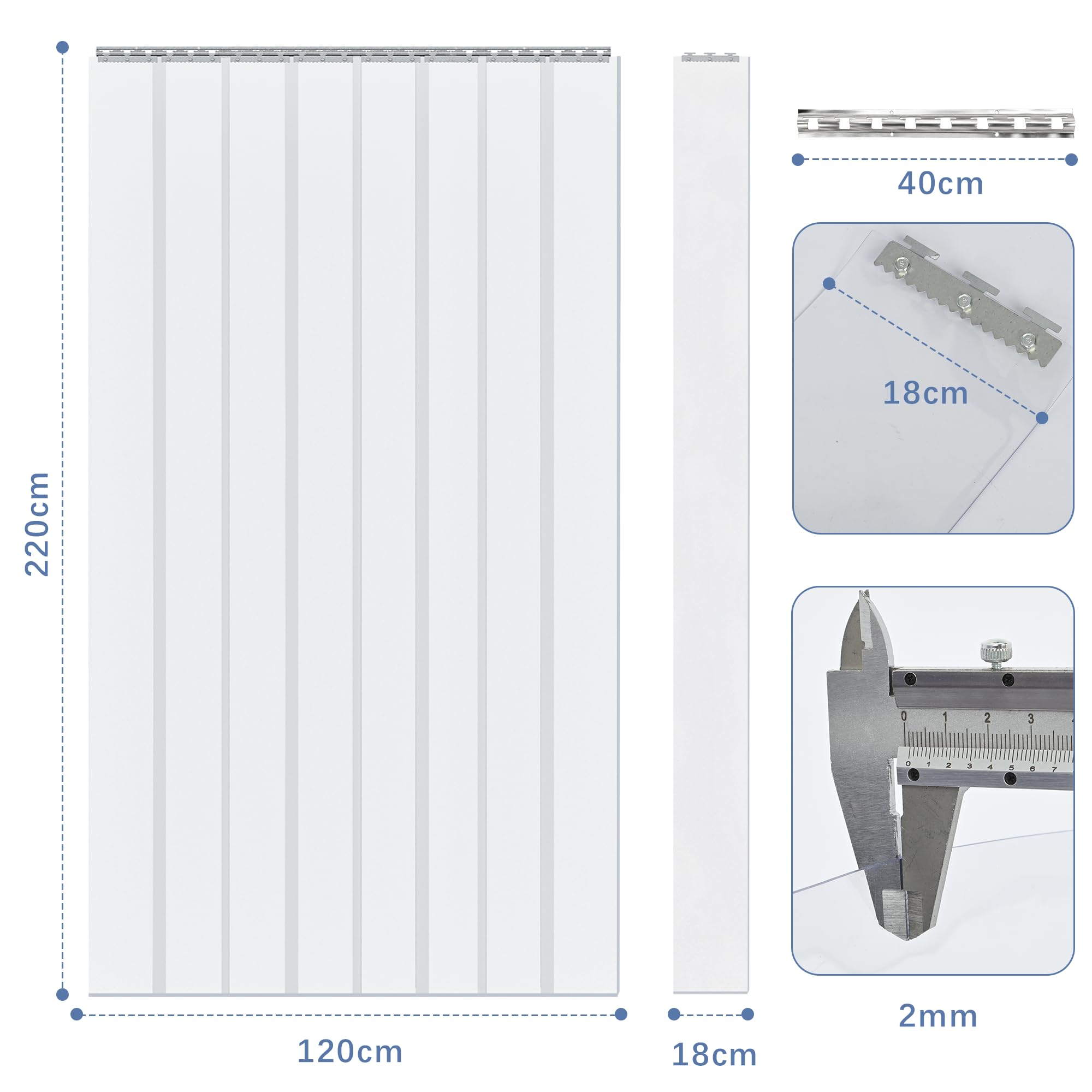 PVC Streifenvorhang Lamellenvorhang BxH 120 x 220cm Transparent