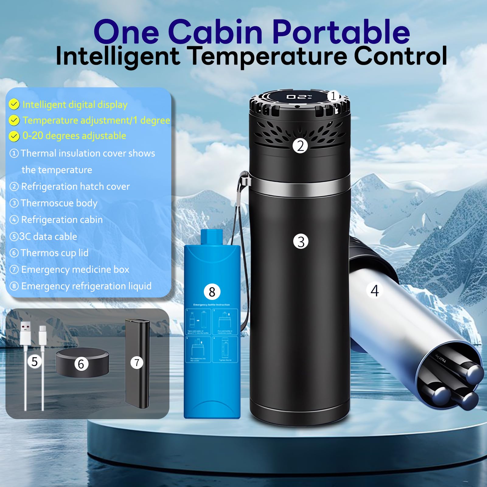 3 IN 1 Nevera Insulina Viaje con USB, Portatil Enfriador Insulina Electrico | Nevera Medicamentos Portatil con Caja Gel ,Botella para llevar Insulina Viaje en Avion, Estuche Insulina Frio Viaje Largo
