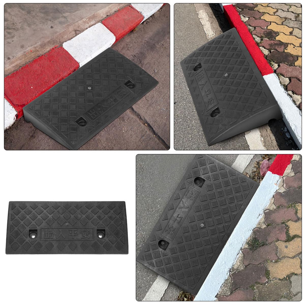 SHINEOFI Rampa de Goma para Bordillo de Coche 6 CM Alta Antideslizante Ligera y Portátil Protector de Entrada Adecuado para Sillas de Ruedas Monopatines y Uso Doméstico