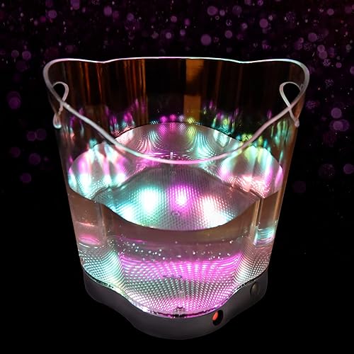 Miniatura 6 de Cubo de hielo LED Cubo de hielo portátil colorido degradado de 6 litros, ideal para bar en casa, cerveza fría, champán y vino (trébol de cuatro