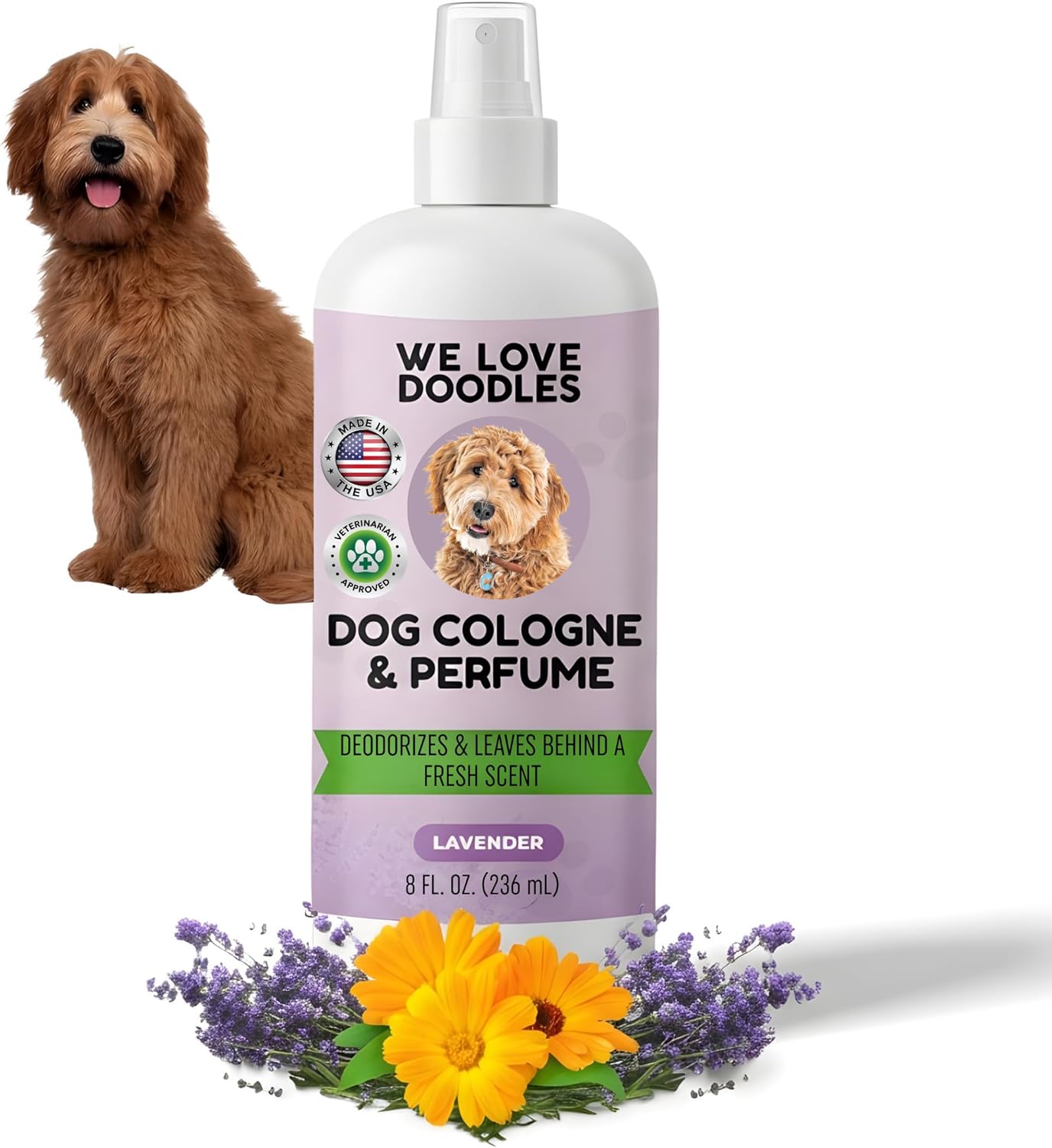 We Love Doodles Lavender Dog Cologne Spray - Long-Lasting Deodorizer, Safe Pet Perfume & Odor Eliminator for Smelly Dogs, 8oz USA Made