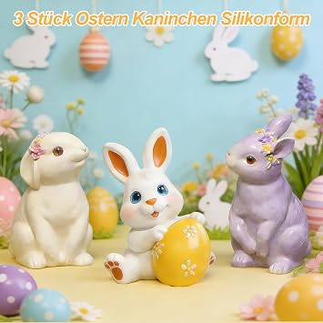 Silicone Moulds Easter Silicone Moulds Casting Moulds Silicone Mould Rabbit 3D Easter Bunny Candle Moulds Plaster Moulds for Casting Easter Candle Mould Easter Decoration Casting Mould Rabbit