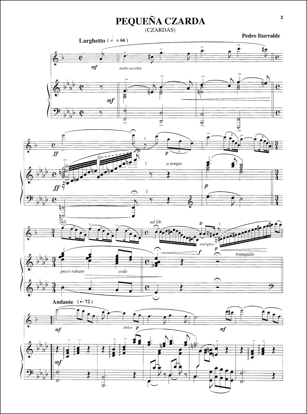 Pedro Iturralde: Pequeña Czarda, para Saxofón Alto y Piano