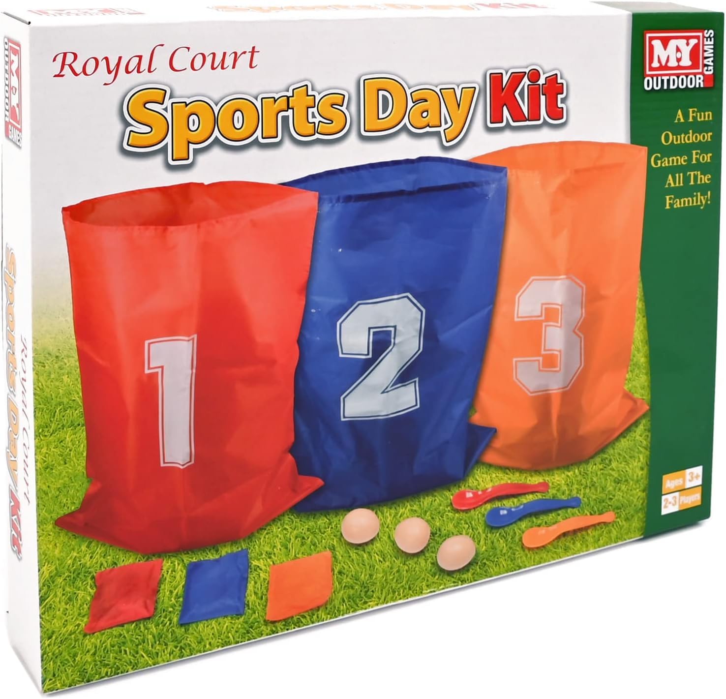 Kids Sports Day Games Set for 6 Players Outdoor Garden Party Games Sack Race Egg & Spoon Race Bean Bag Toss Set of 2 Family Fun Activity Kit for Children Boys Girls Summer BBQ Picnic