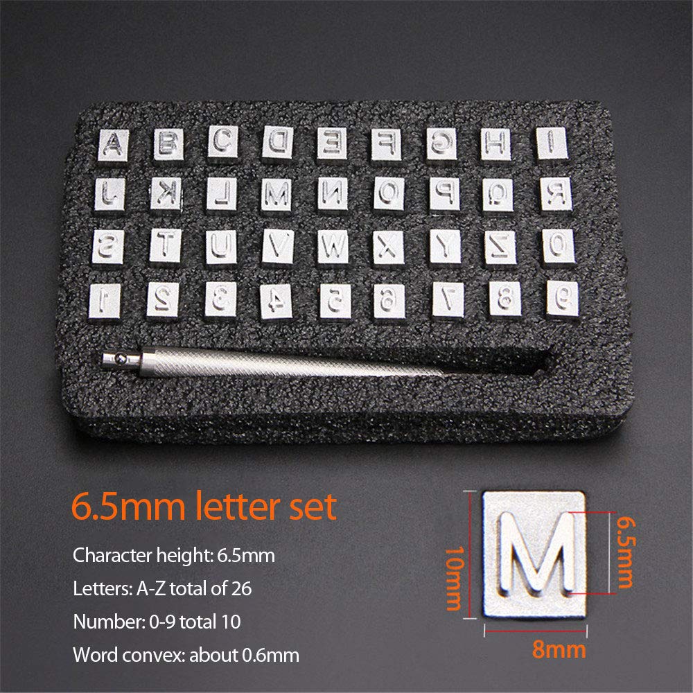 Kit De 37 Tampons Alphabet En Métal - Lettres Et Chiffres 6 Mm - Pour Cuir, Portefeuilles, Ceintures - Avec Boîte De Rangement Kit Marquage Cuir Personnalisé