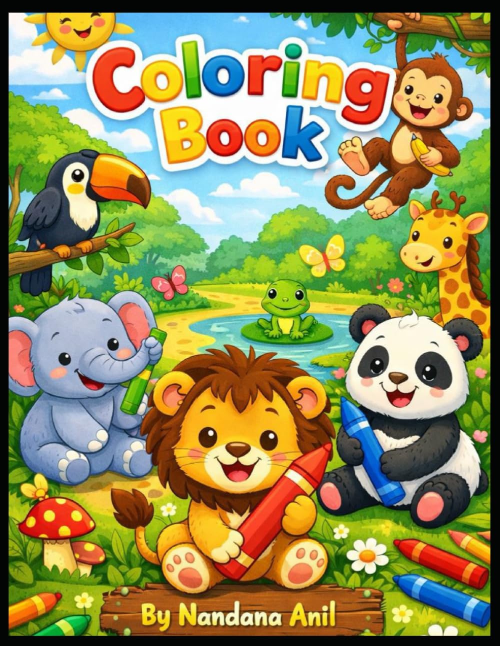 Animal Friends Coloring Book for Kids: Easy-to-Color Pages of Wild and Farm Animals for Toddlers and Preschoolers Ages 3-6
