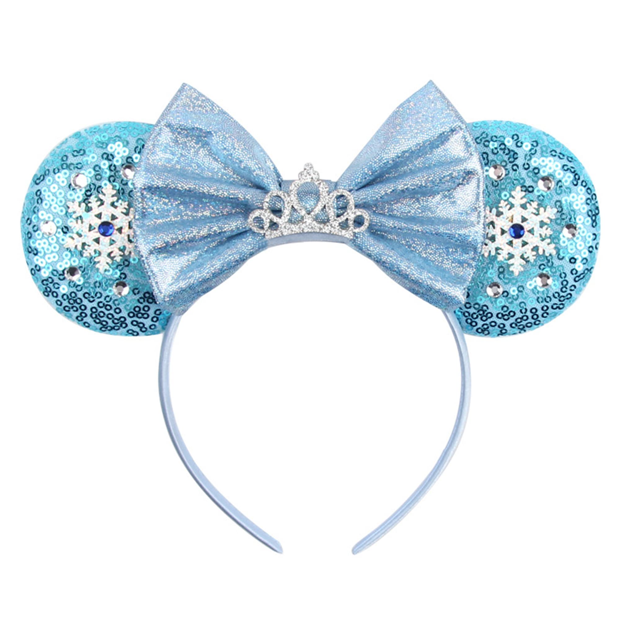 MADO Glitter Princess Mouse Ears Headband with Park Ears, Dress-up Hair Accessory for Women and Girls (ICE BLUE)