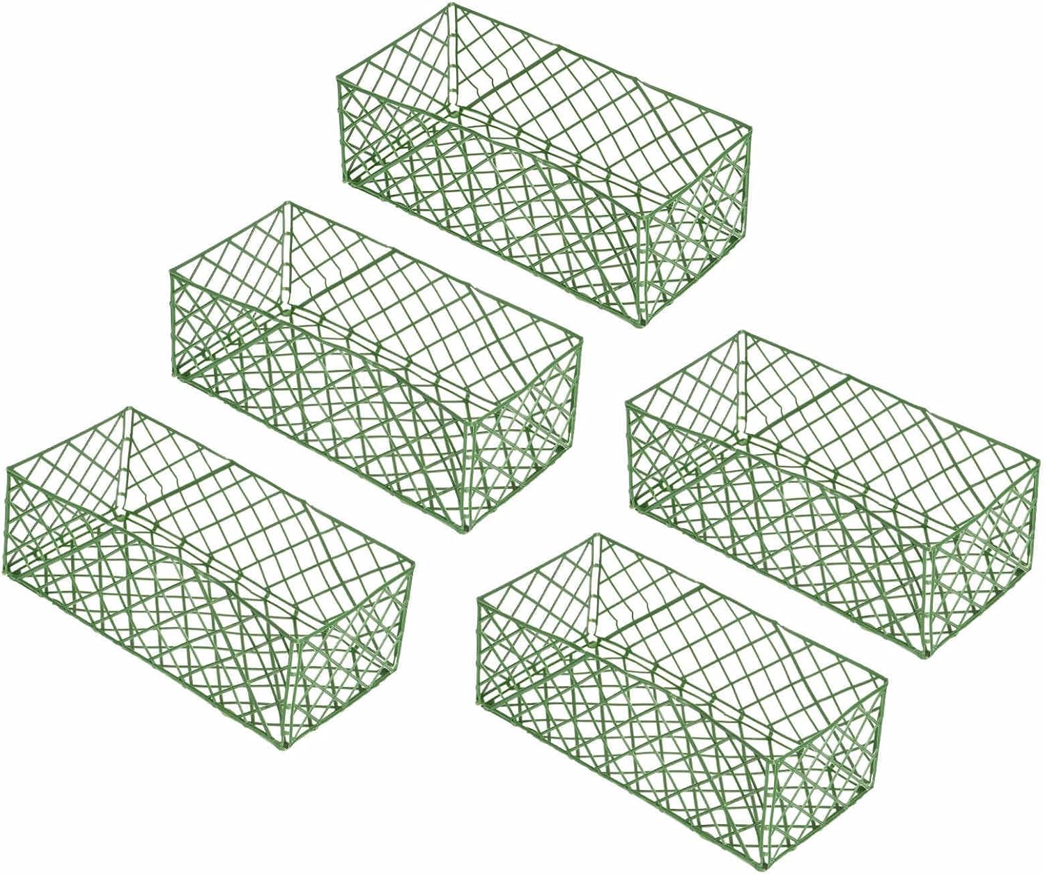 MECCANIXITY Rectangular Floral Foam Cage Plant Holder for Flower Arrangement Centerpiece Decorating, Green Pack of 5