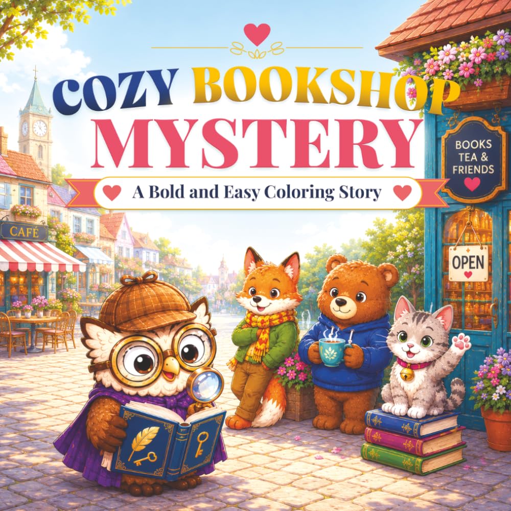 Cozy Bookshop Mystery: A Bold and Easy Coloring Story