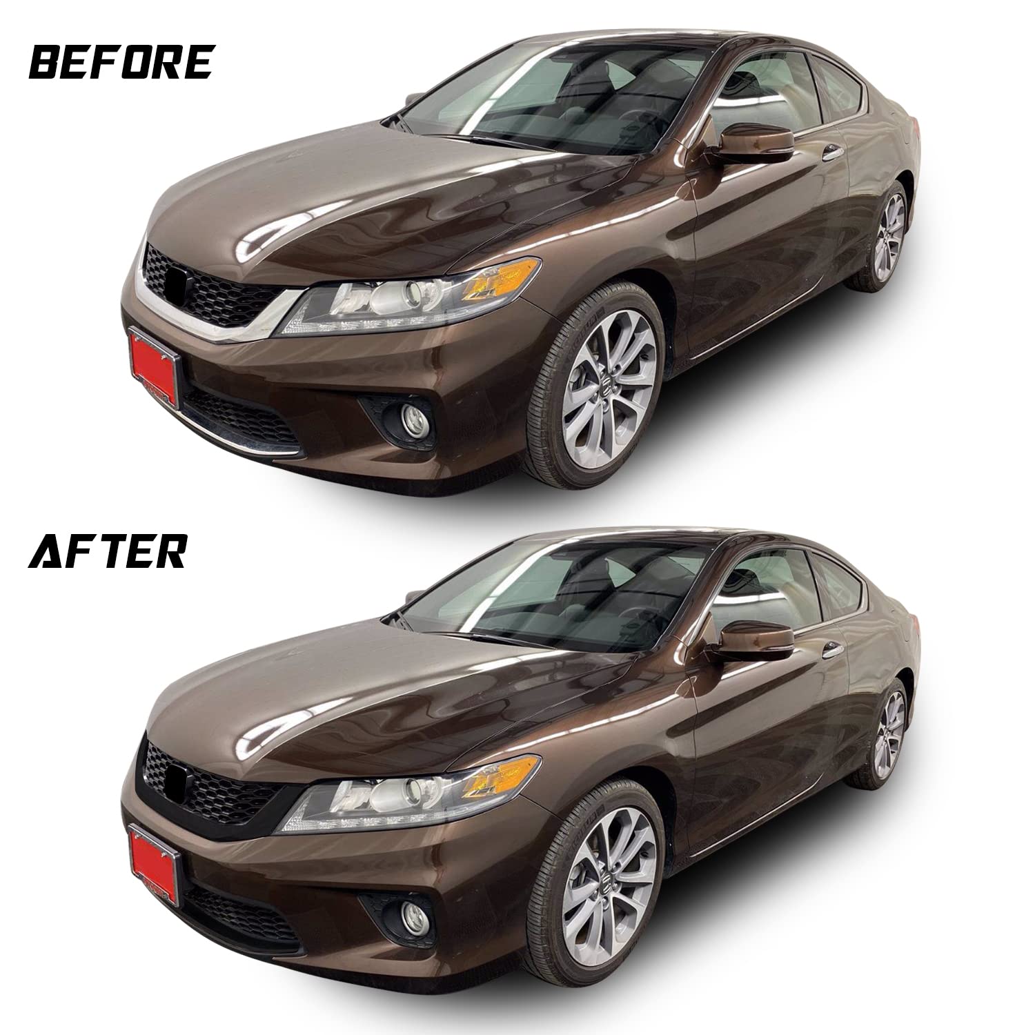 Front Grille Trim Chrome Delete Blackout Precut Vinyl Wrap Overlay Kit Compatible with and Fits Honda Accord Coupe 2013 2014 2015 - Gloss Black