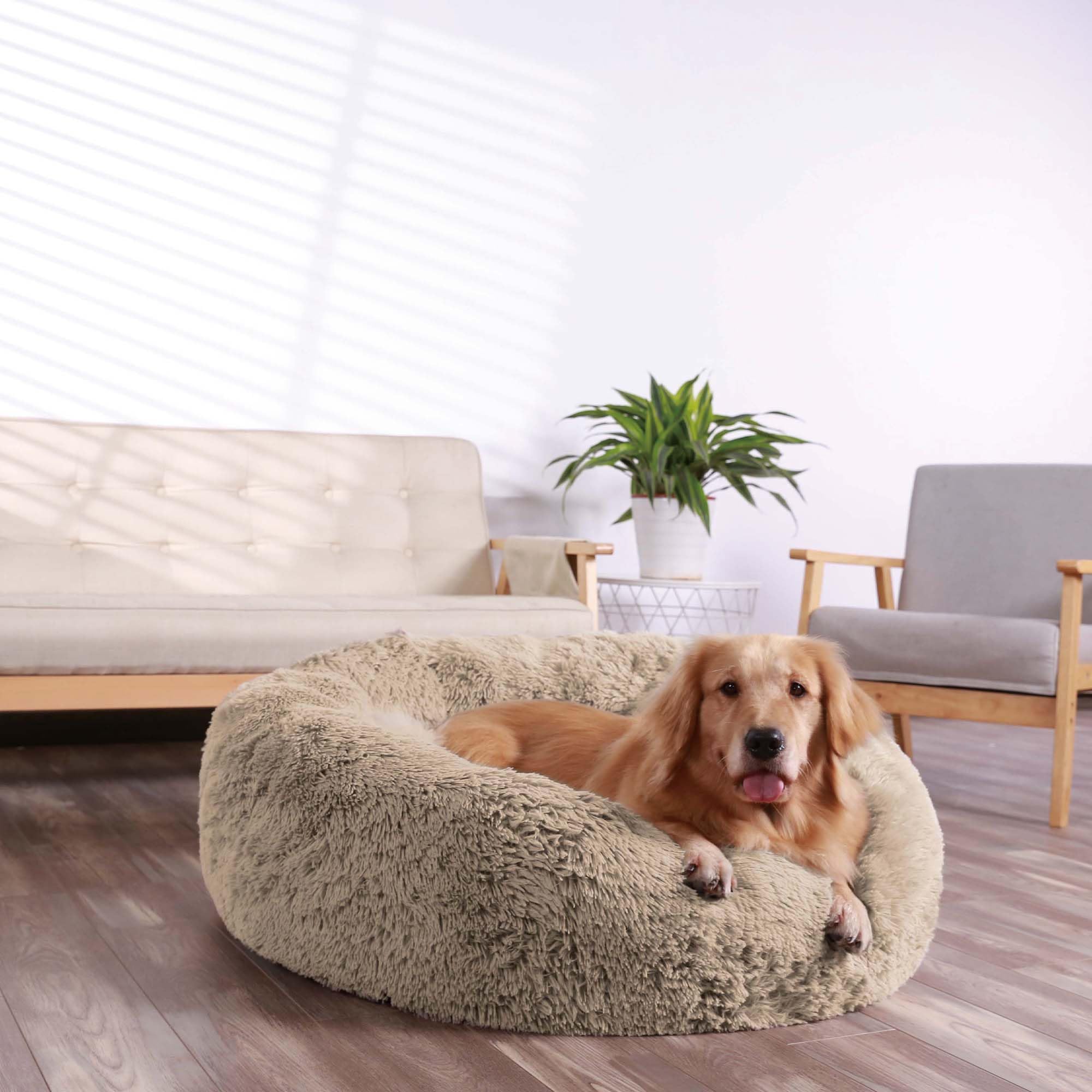 HACHIKITTY Calming Donut Cuddler Dog Bed, Indoor Puppy Beds for Large Dogs, XLarge 36''