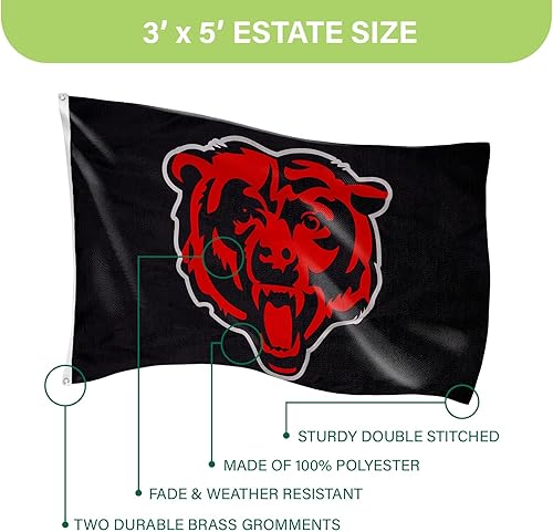 Miniatura 3 de NFL Chicago Bears - Bandera duradera de 3 x 5 para exteriores con ojales, bandera y pancarta resistentes para jardín al aire libre y patio, bandera