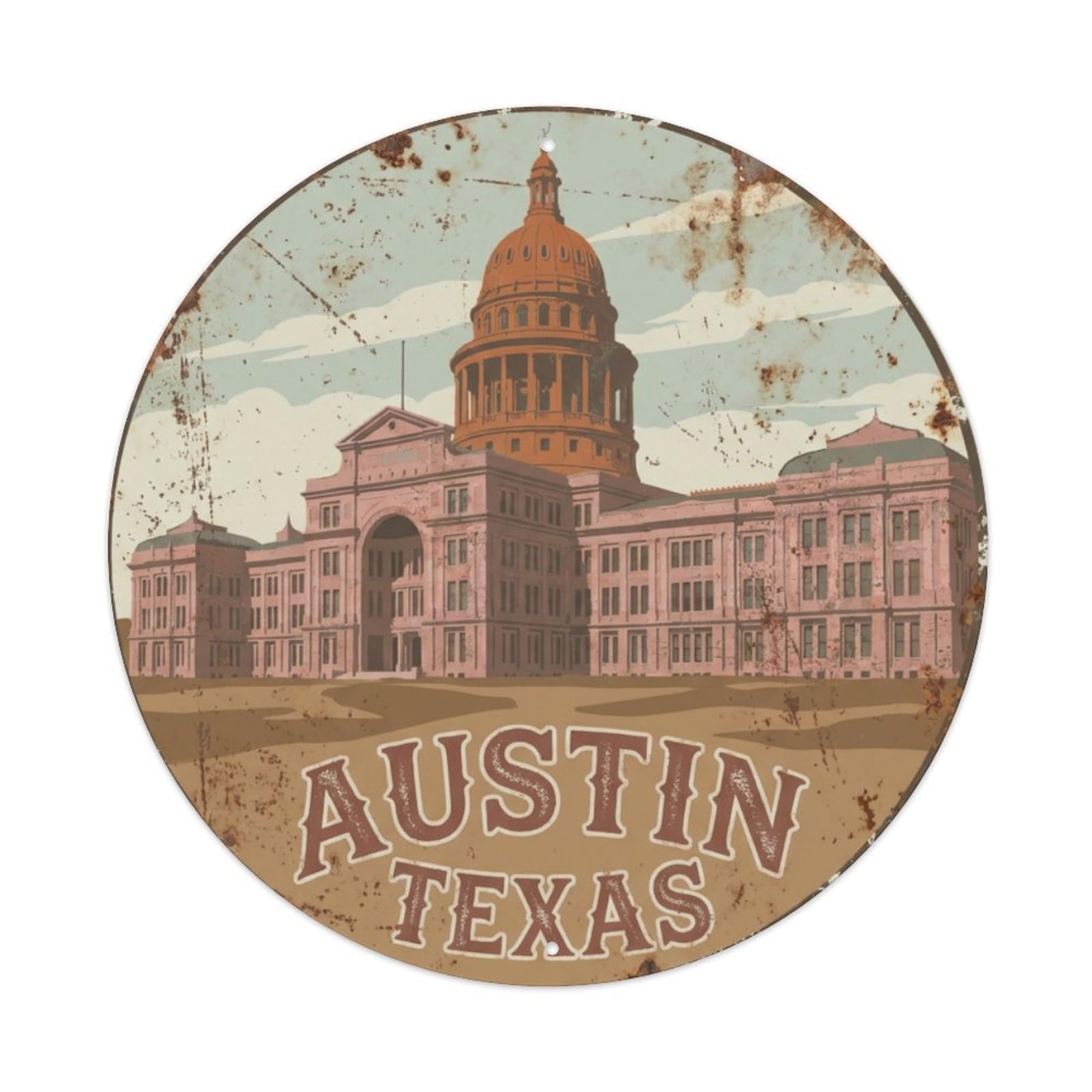 Galvaxio Style Vintage Travel Usa Austin Metal Tin Sign