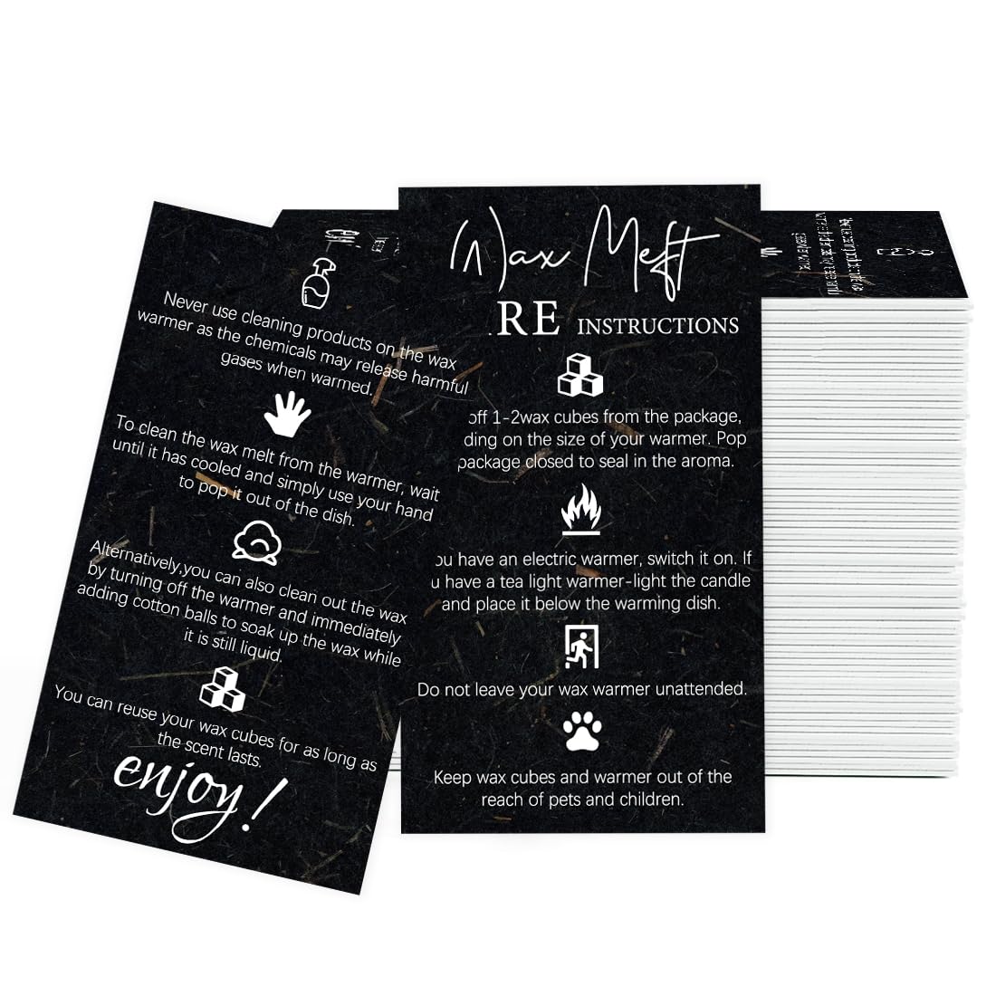 PLIGREAT 60 Pcs Wax Melting Furnace Care Instruction Cards Wax Warmer User Guide Card for Small Business Handmade Candles Store Supplies Wax Melter Accessories Gift Box Package Insert Cards