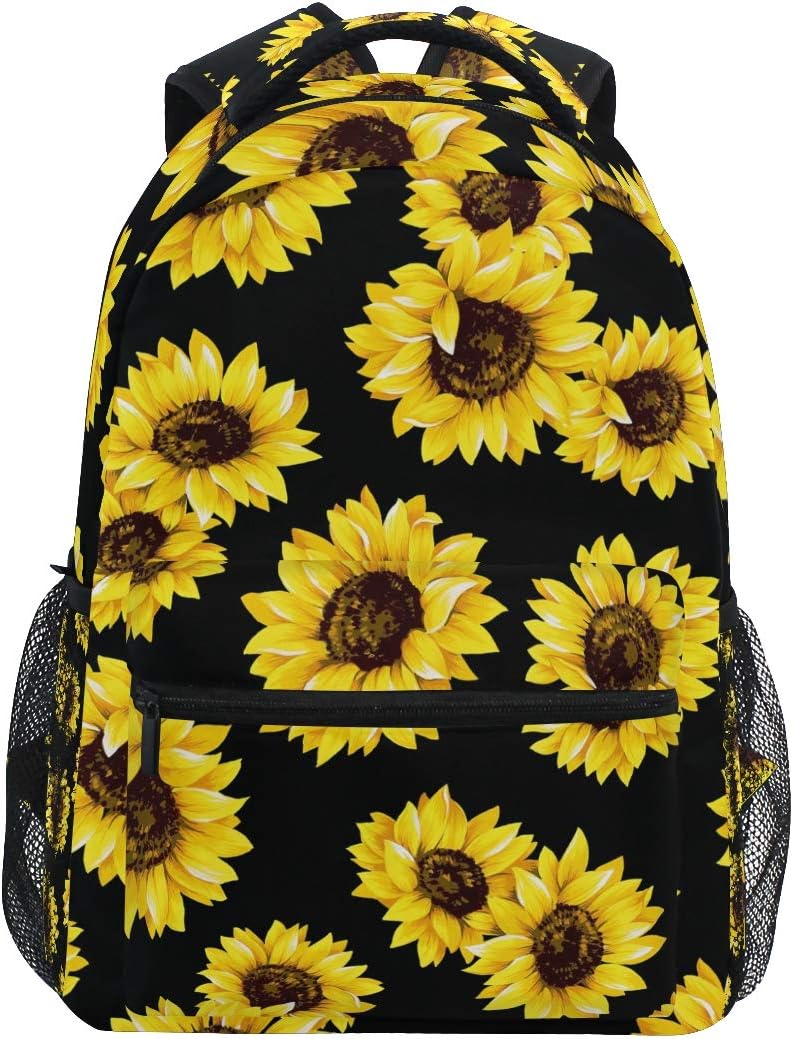 Unisex Backpack Water-Resistant Shoulder Laptop Backpacks Sunflower Pattern Casual Daypack for Business Travel Bags, Sunflower Backpack 2, 11.4 x 4.5 x 16 inch, Laptop