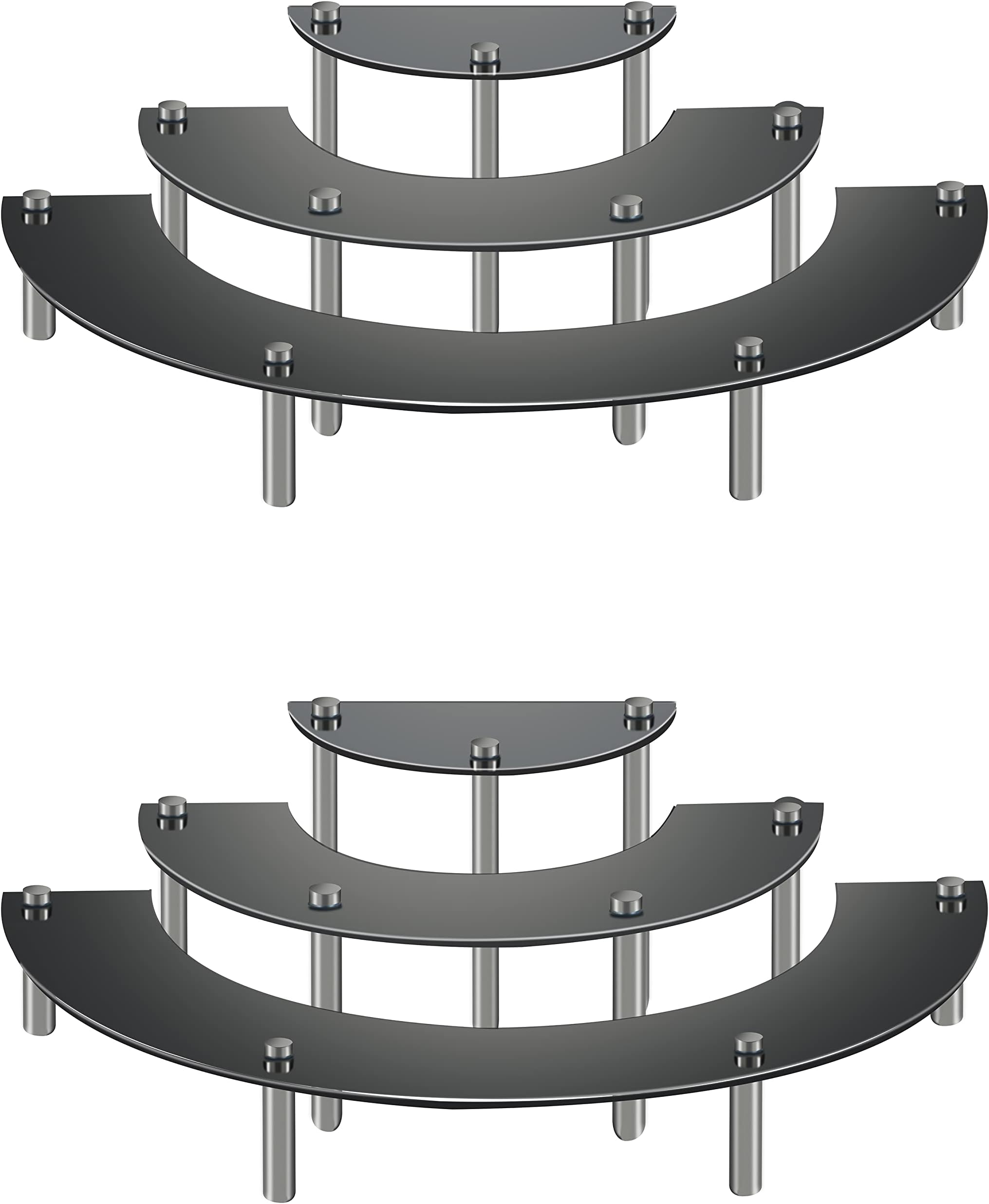 BLBYHO【2 SET 3 Tier Black Cupcake Stand, Semicircle Acrylic Cupcake Dessert Display Stand Set, Half Moon Risers for Display, Acrylic Display Riser for Collection Figures Perfume