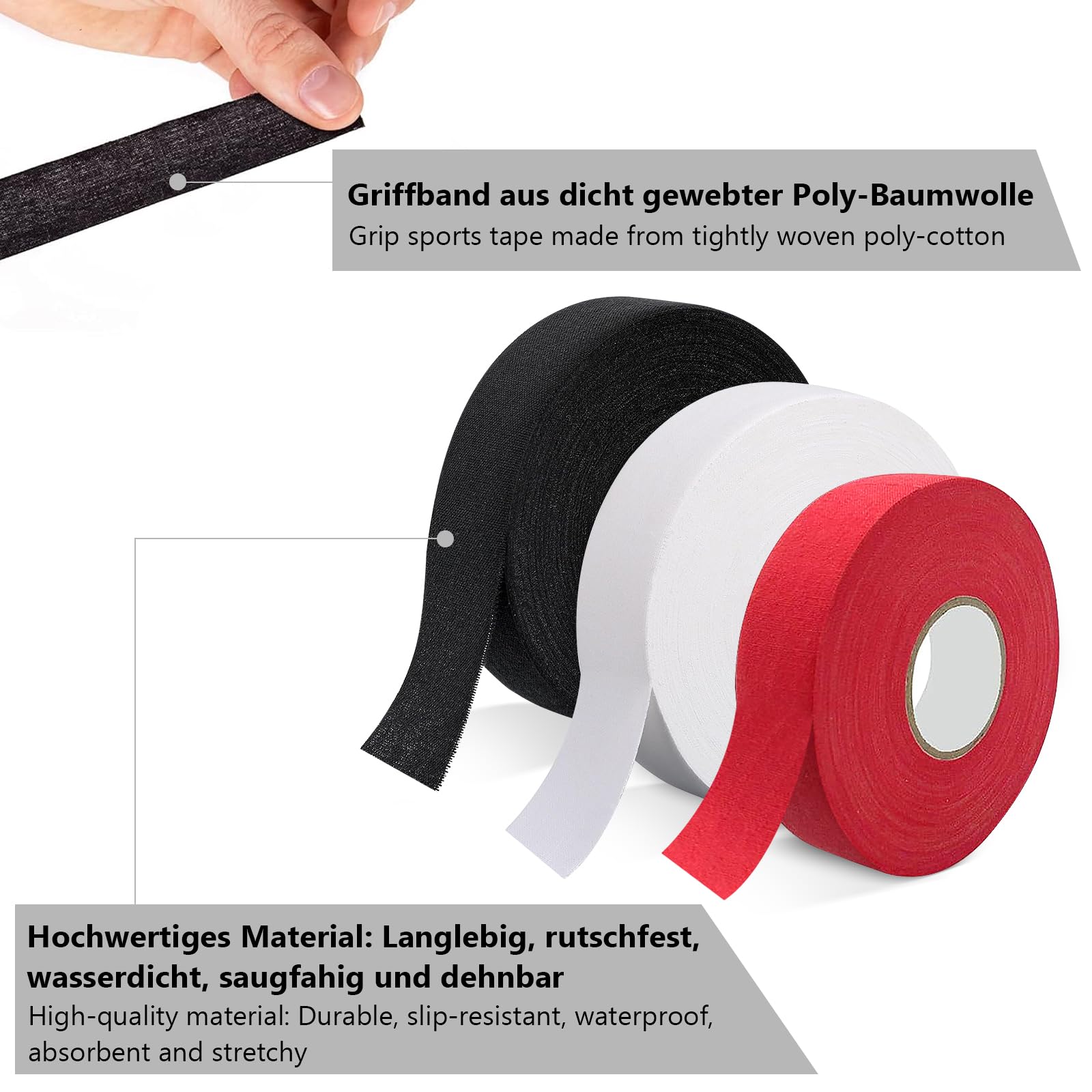 Nastro adesivo per hockey e hockey, antiscivolo, autoadesivo, per racchette da hockey, nastro antiscivolo, per impugnatura sportiva, per hockey su ghiaccio, per badminton Grip Skipping Rope, Golf Pole