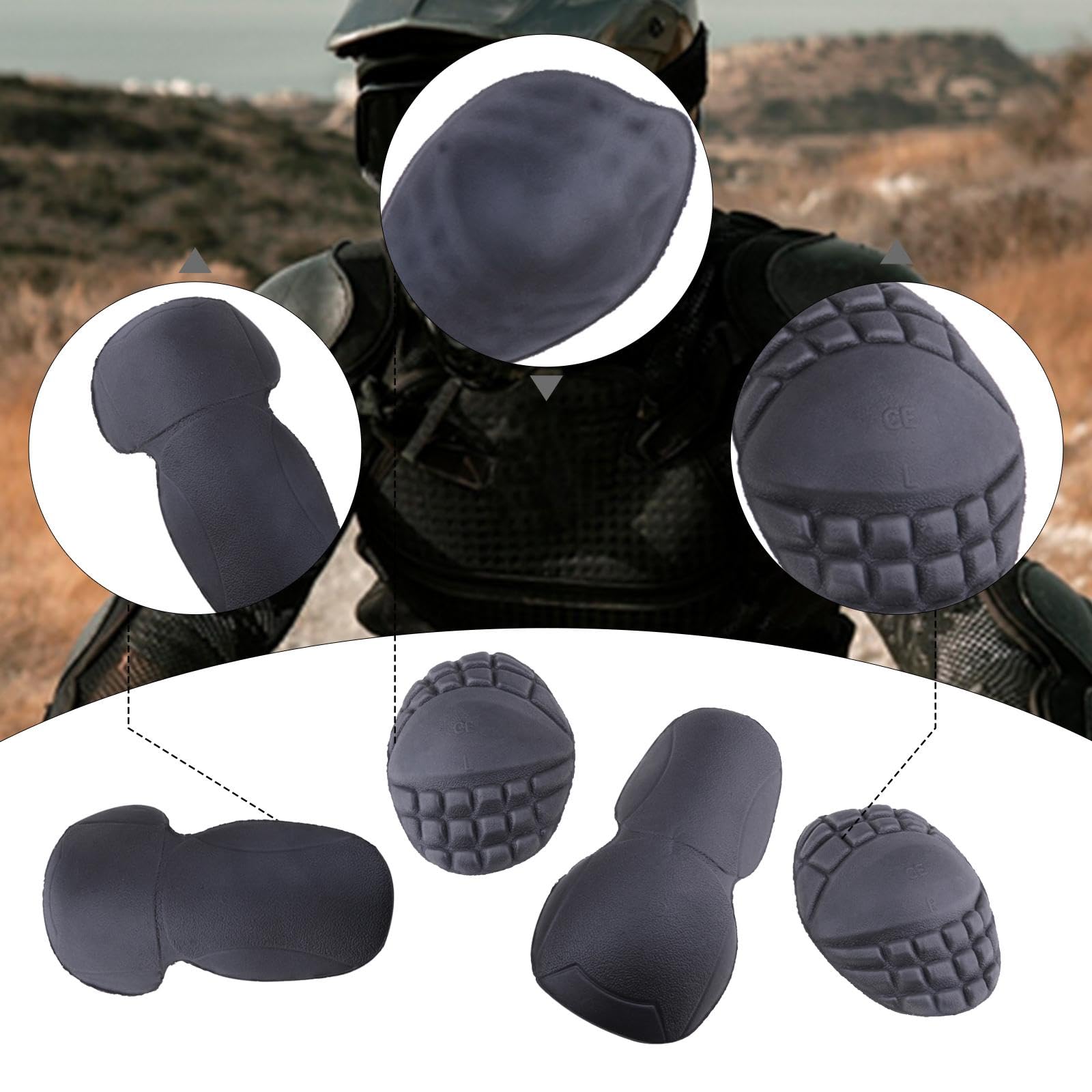 Juego de 4 coderas y hombros, protector de equitación extraíble para adultos, equipo de protección ligero de EVA para motocicleta, ciclismo, esquí, patinaje